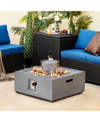 28 Inch 50000 BTU Patio Square Propane Fire Pit with PVC Cover