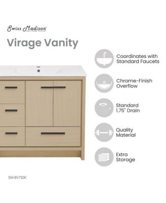 Virage 36" Freestanding Bathroom Vanity in Natural Oak with Sink Top