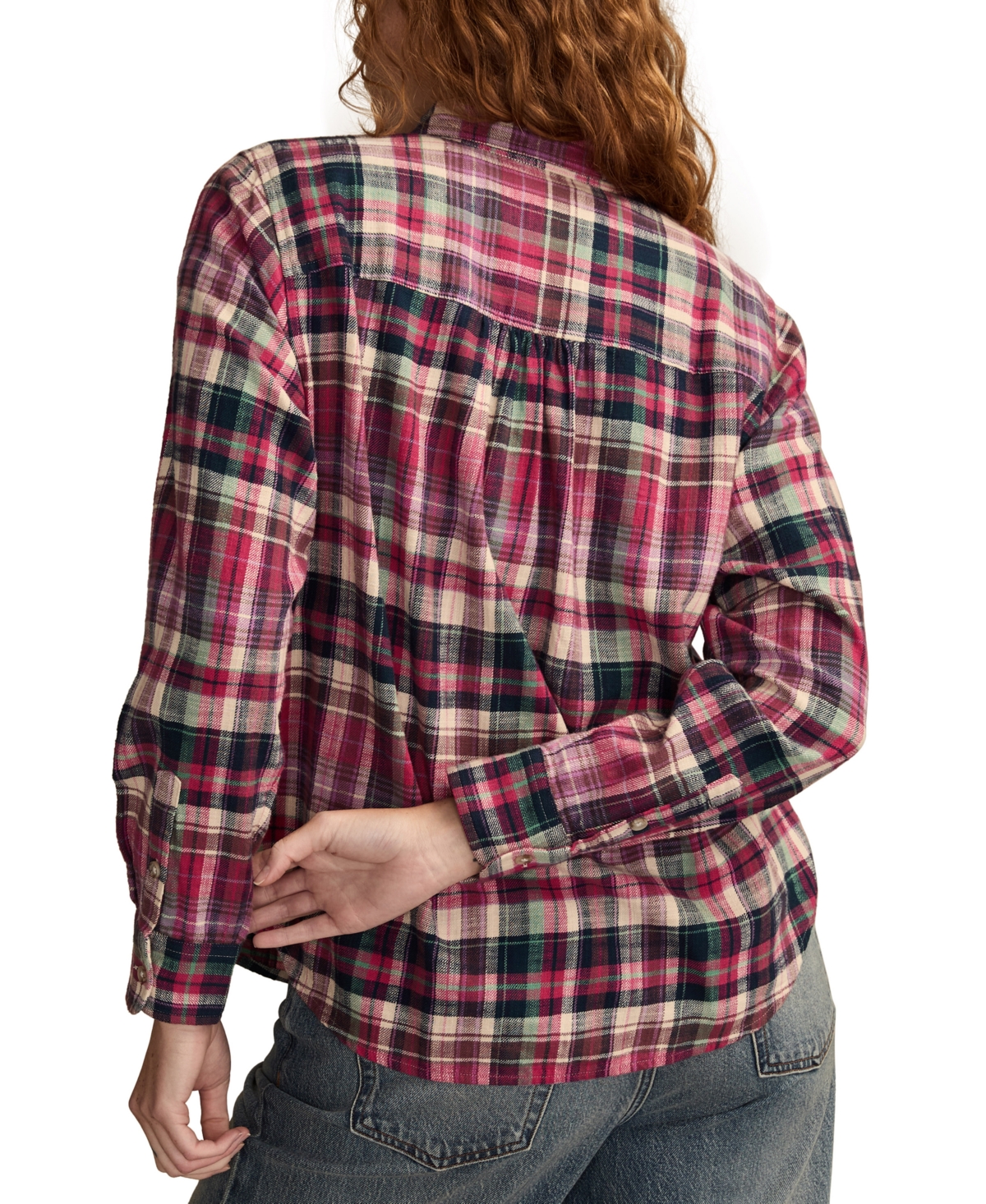 Lucky Brand Women's Clyde Plaid Boyfriend Button-Down Shirt