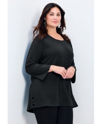 Women's Plus Size Breanna Eyelet Detail Hacci Top