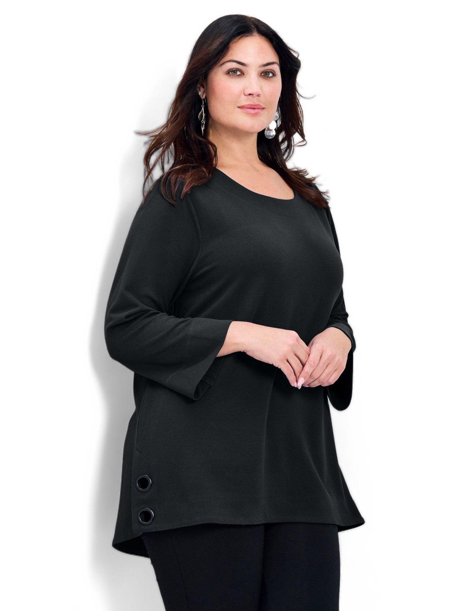 Women's Plus Size Breanna Eyelet Detail Hacci Top