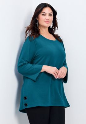 Women's Plus Size Breanna Eyelet Detail Hacci Top