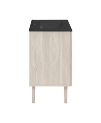 Bron 24" Freestanding Bathroom Vanity in White Oak with Black Sink Top