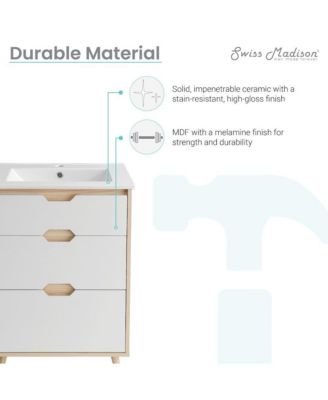 Brusque 24" Freestanding Bathroom Vanity in Natural Oak with Sink Top