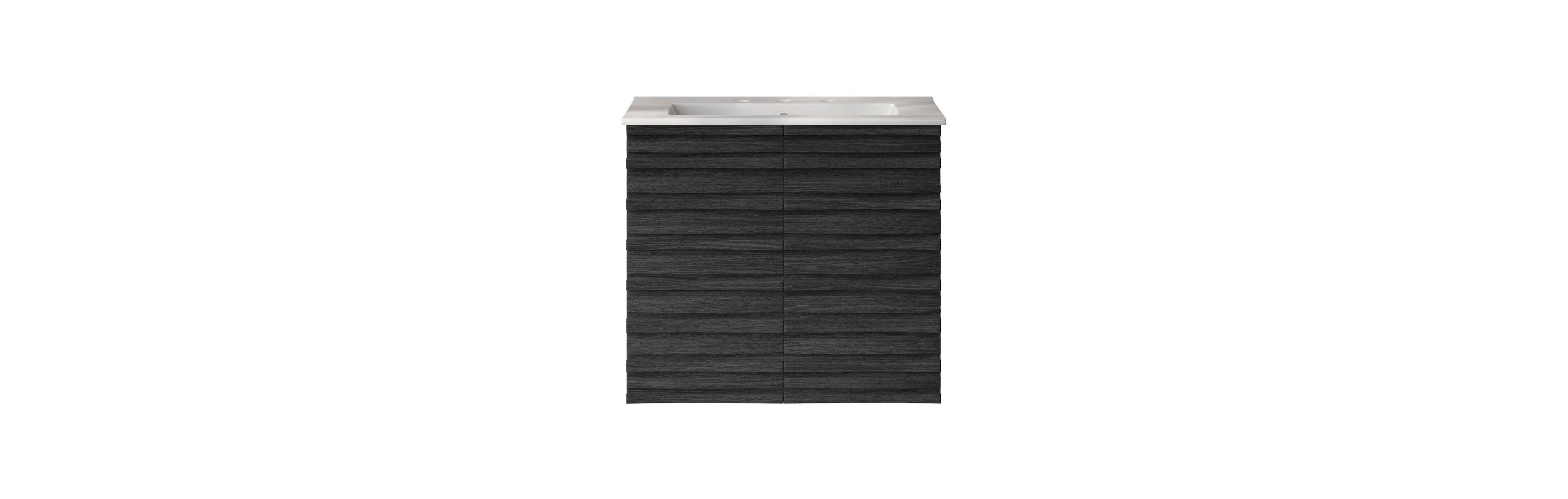 Swiss Madison 24" Wall-Mounted Bathroom Vanity in Black Oak with 3-Hole Widespread Sink Top
