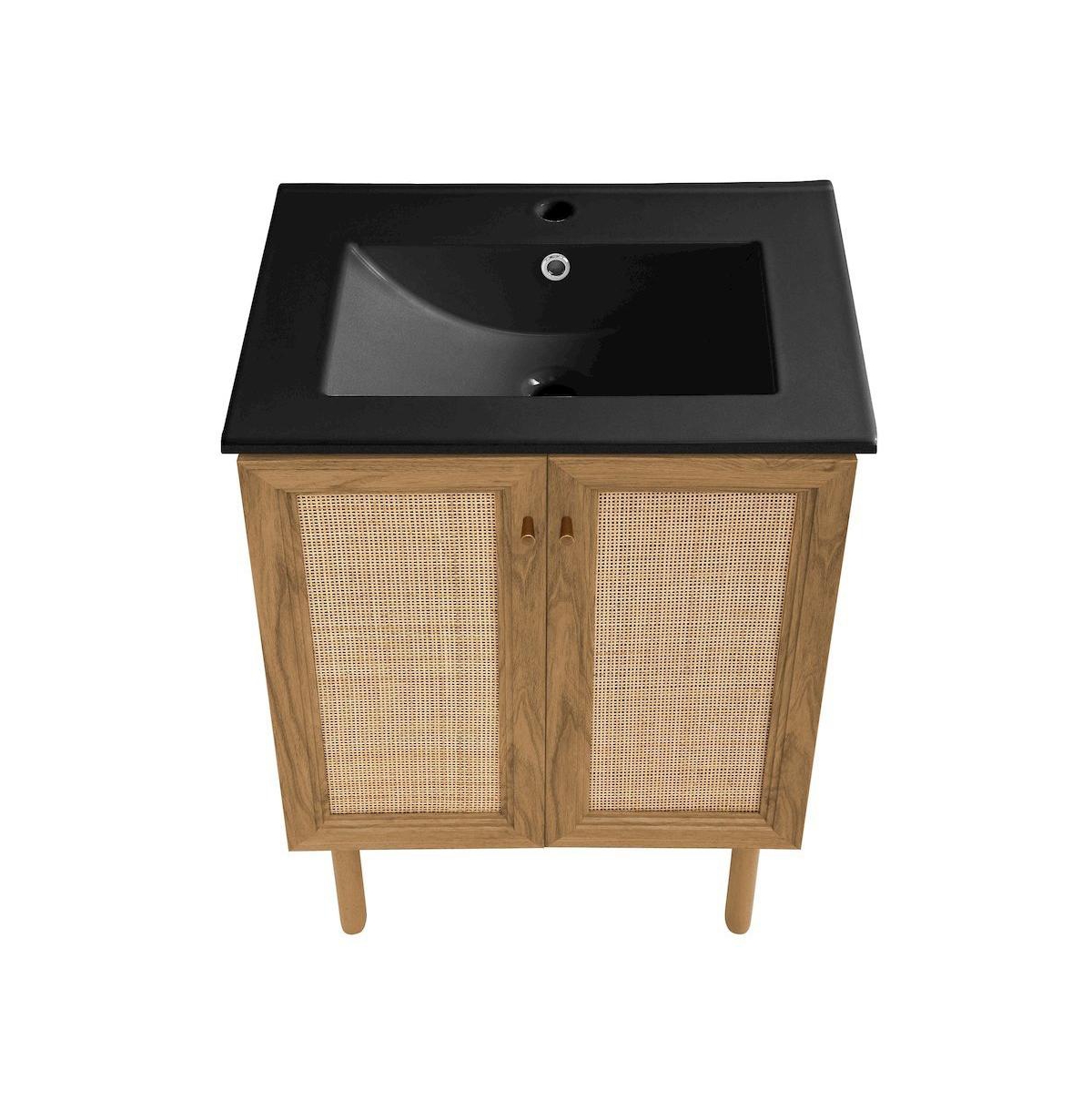 Swiss MadisonClasse 24" Freestanding Bathroom Vanity in Golden Oak with Black Sink Top