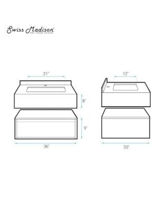 Avancer 36" Wall-Mounted Bathroom Vanity in Black Oak with Black Marble Sink Top