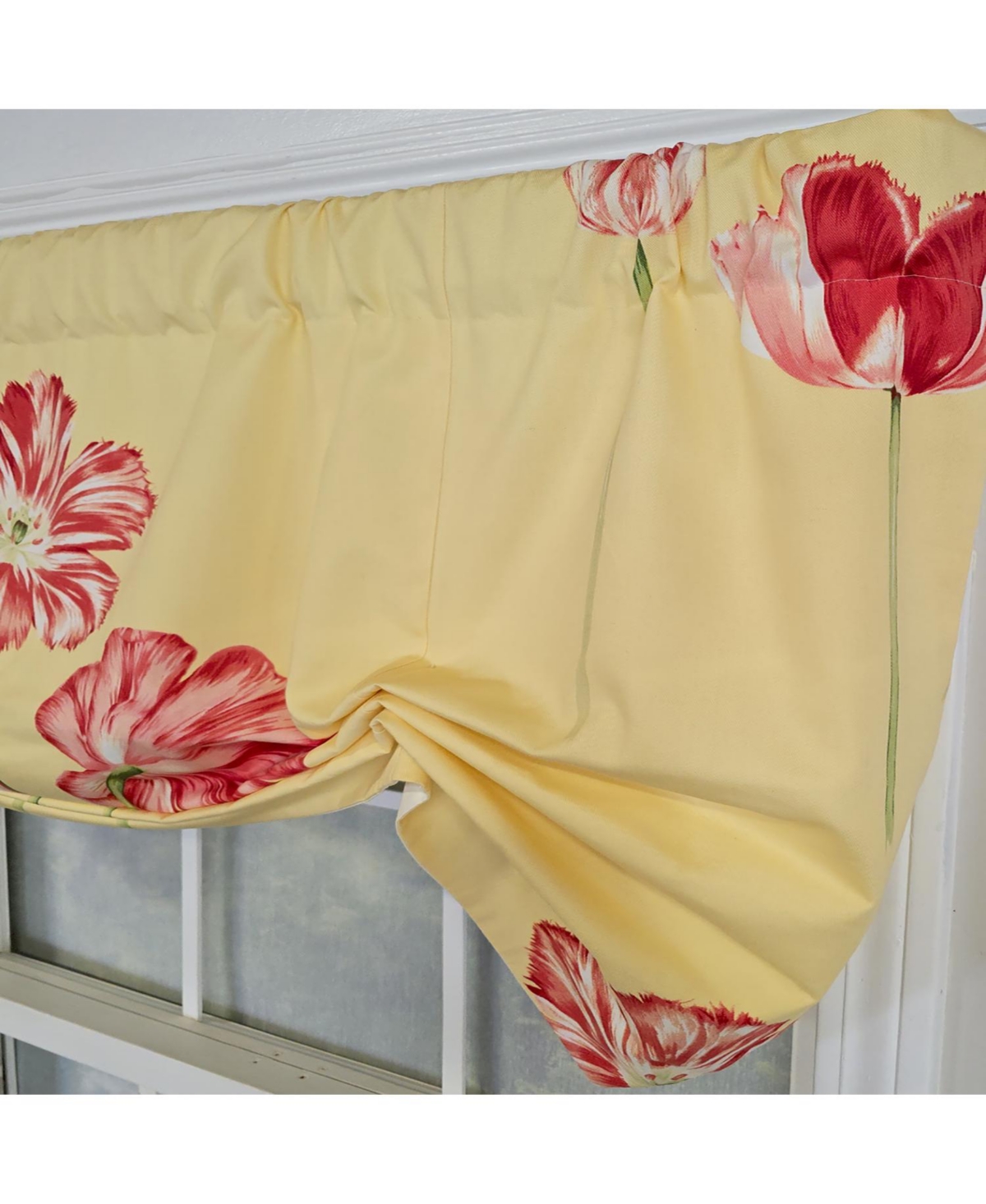 Rlf Home 100% Cotton La Tulipe Butterfly With Poly/Cotton lining Rod Pocket Valance 50" x 17" Yellow