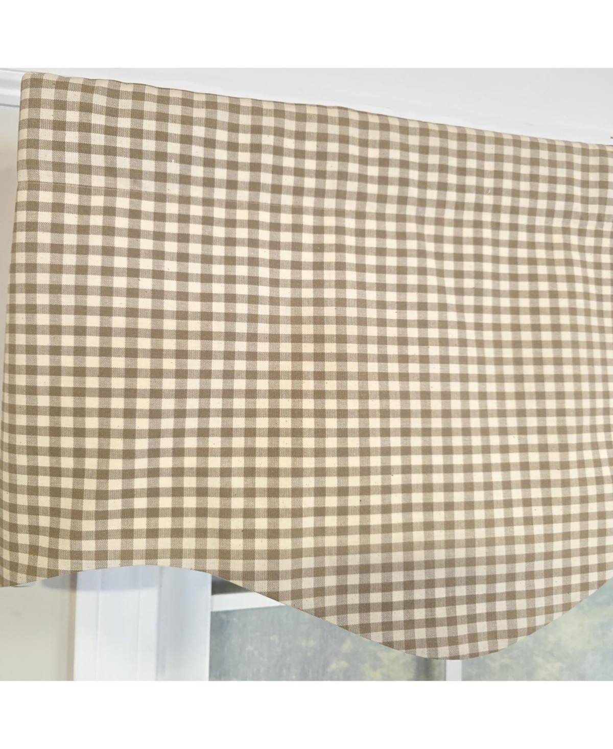 Rlf Home 100% Cotton Gingham Regal With Poly/Cotton Ivory lining Rod Pocket Valance 50" x 15" Tan