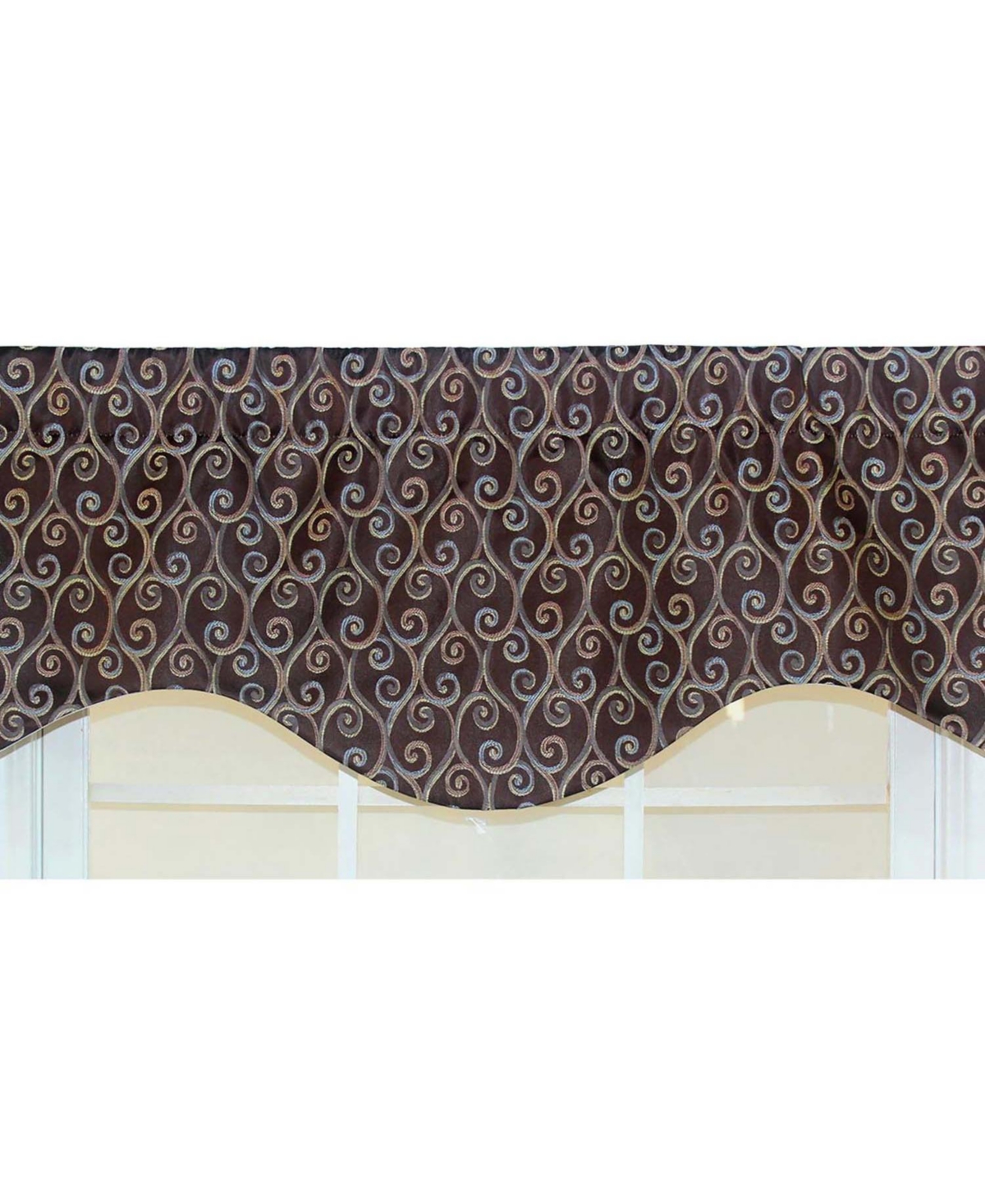 Rlf Home Twine Cornice 100% Cotton with Fully Lined 3" Rod Pocket Valnance for Windows 50" x 17" Cocoa