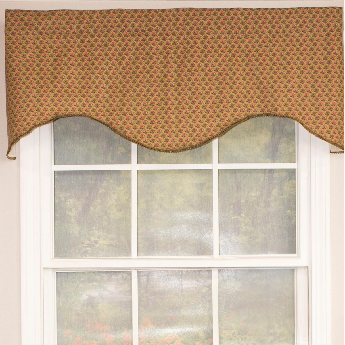 Rlf Home Meadow Cornice 100% Cotton with Fully Lined 3" Rod Pocket Valnance for Windows Curtains
