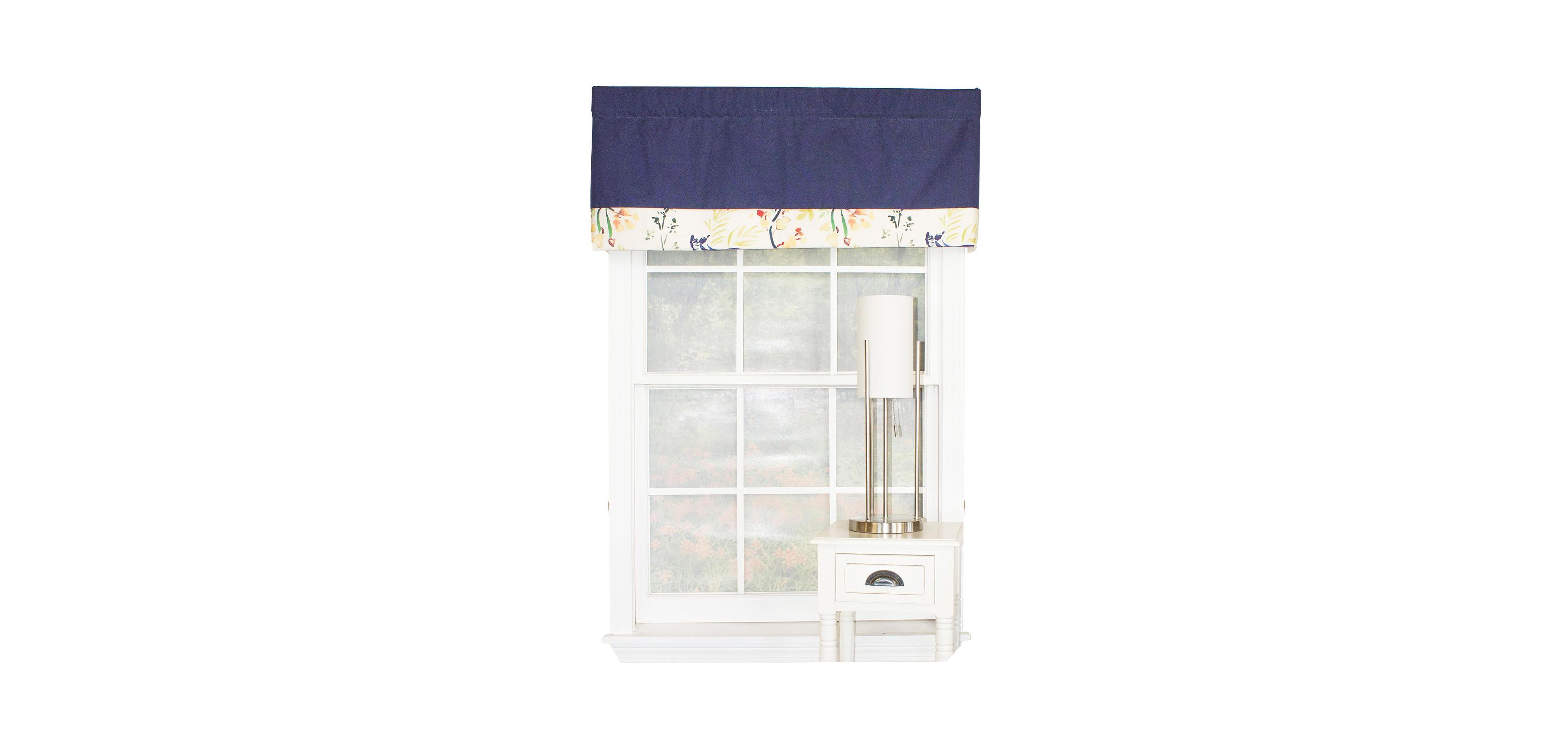 Rlf Home Tail Feather Banded 100% Cotton with Fully Lined 3" Rod Pocket Valnance for Windows 50" x 15"