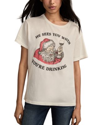 Lucky Brand - Women's He Sees You When You Are Drink Crewneck T-Shirt