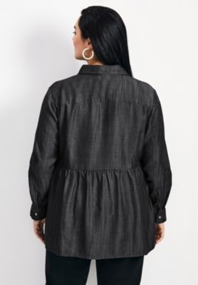 Women's Plus Size Denim Tiered Shirt