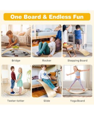 35 Inch Wooden Balance Board for Kids and Adults Support 660 Lbs
