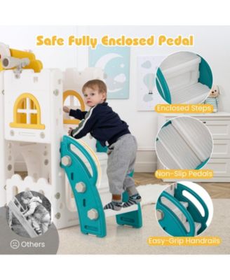 All-in-1 Toddler Slide Playset Playground with Tunnel and Ladder and Basketball