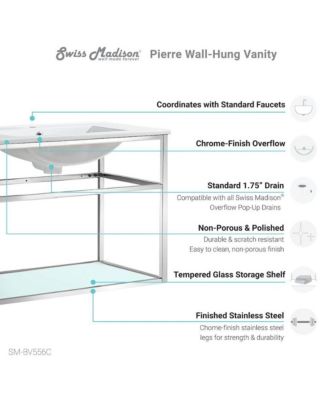 Pierre 30 Single, Open Shelf, Chrome Metal Frame Bathroom Vanity