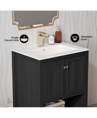 Chateau 24" Freestanding Bathroom Vanity in Black Oak with Sink Top