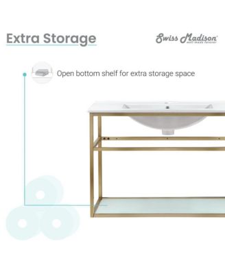 Pierre 30 Single, Open Shelf, Gold Metal Frame Bathroom Vanity