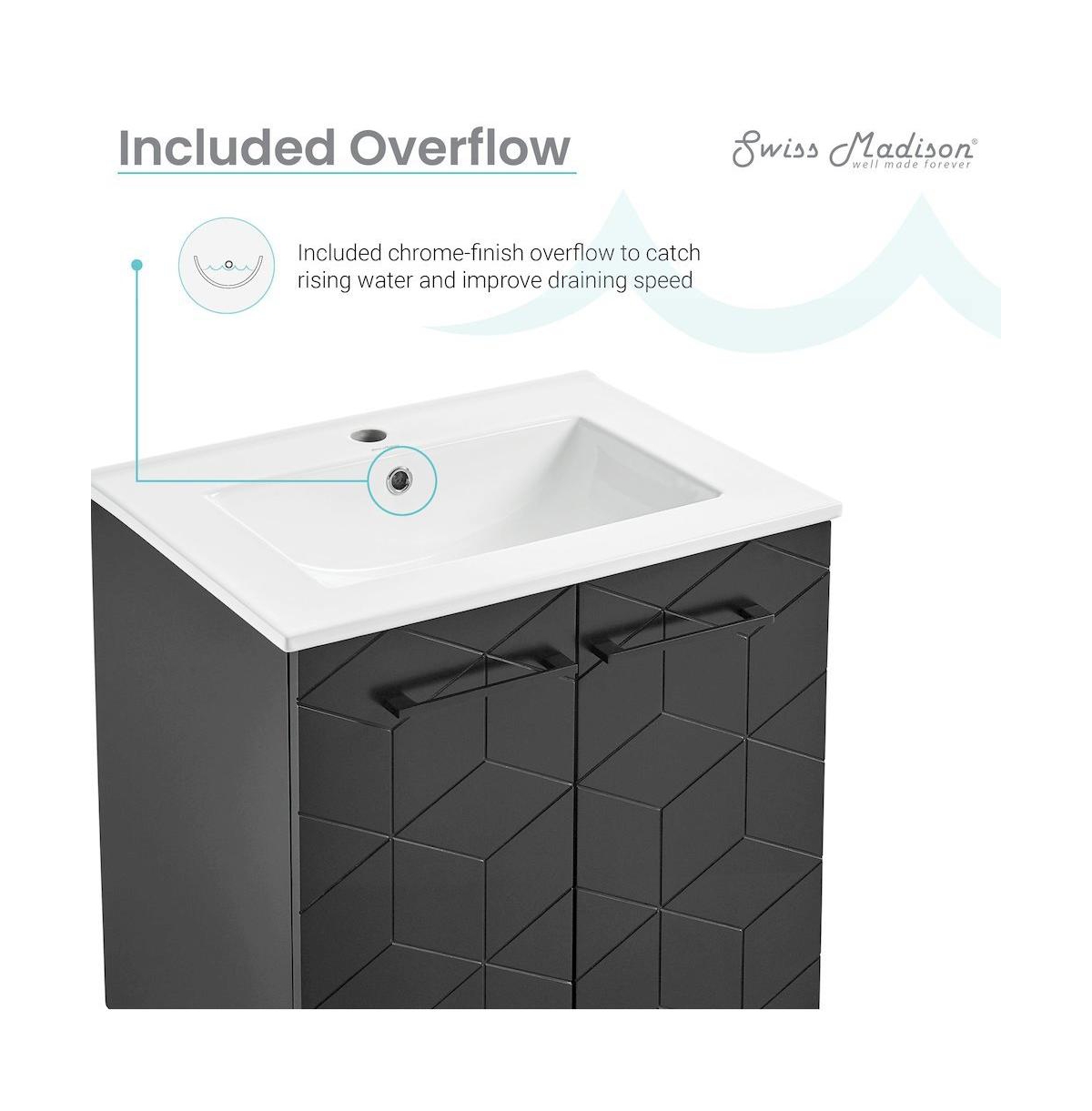 Swiss Madison Annecy 24" Freestanding Bathroom Vanity in Phantom Black with Sink Top