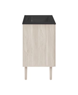 24" Freestanding Bathroom Vanity in White Oak, Black 3-Hole Centerset Sink Top