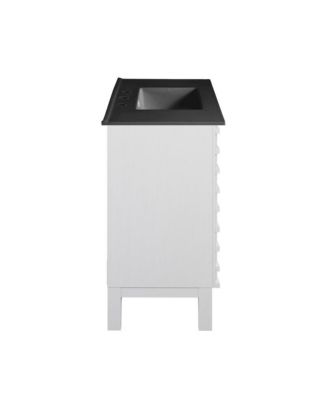 Cascade 36 in. White Oak Bathroom Vanity With Black, 3-Hole Ceramic Sink Top