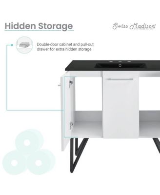 Annecy 36 in. White Bathroom Vanity With Black, 3-Hole Ceramic Sink Top