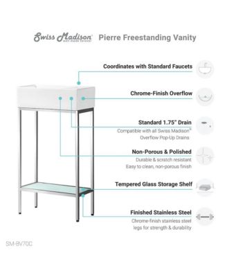 Pierre 19.5 Single, Freestanding, Open Shelf, Chrome Metal Frame Bathroom Vanity