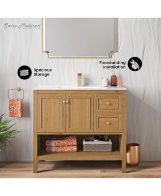 Chateau 36" Freestanding Bathroom Vanity in Golden Oak with Sink Top