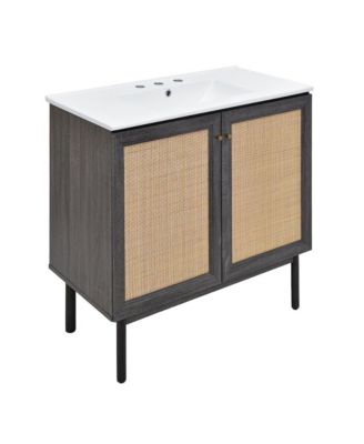 36" Freestanding Bathroom Vanity  3-Hole Widespread Sink Top