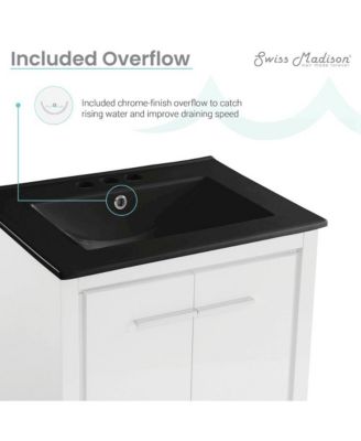 Virage 24 in. White Bathroom Vanity With Black, 3-Hole Ceramic Sink Top