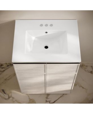 24" Freestanding Bathroom Vanity in White Oak with 3-Hole Centerset Sink Top