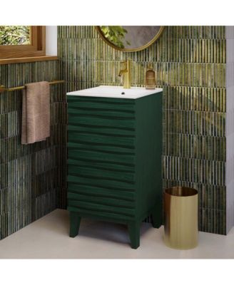 Cascade 18" Freestanding Bathroom Vanity in Green Oak with Sink Top