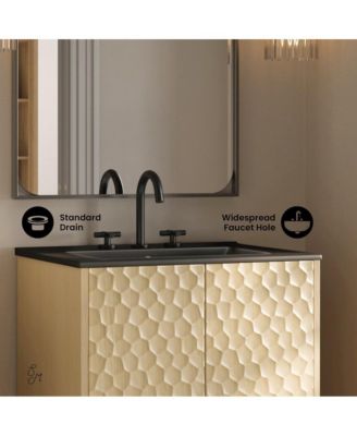 24" Freestanding Bathroom Vanity in Natural Oak, Black 3-Hole Centerset Sink Top