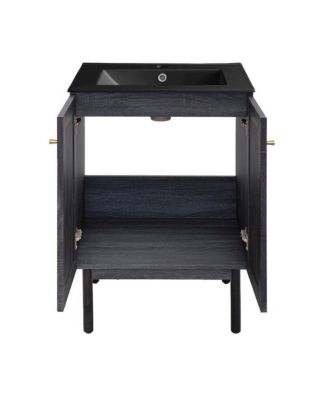 Classe 24" Freestanding Bathroom Vanity in Black Oak with Black Sink Top