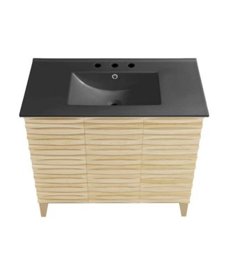 36 in. MDF Cascade Natural oak 3-Hole Ceramic Sink Top Bathroom Vanity