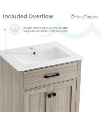 Burdon 24" Freestanding Bathroom Vanity in Weathered Oak with Sink Top