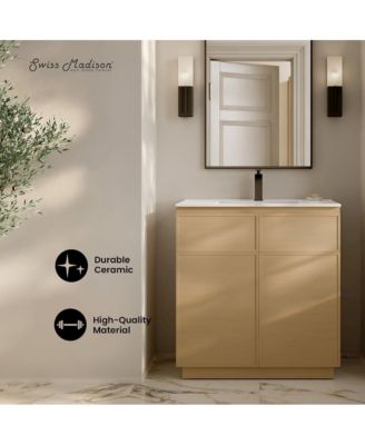 St. Tropez 36" Freestanding Bathroom Vanity in Natural Oak with Sink Top