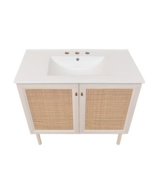36" MDF  3-Hole Widespread Sink Top Freestanding Bathroom Vanity