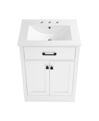 Burdon 24" Freestanding Bathroom Vanity in White with 3-Hole Centerset Sink Top