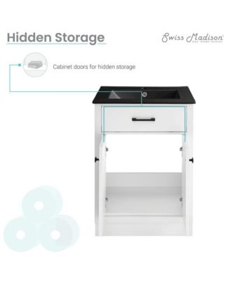 Burdon 24 in. Brown Bathroom Vanity With Black Ceramic Sink Top