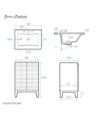 Cascade 24 in. Oak Bathroom Vanity With 3-Hole Ceramic Sink Top