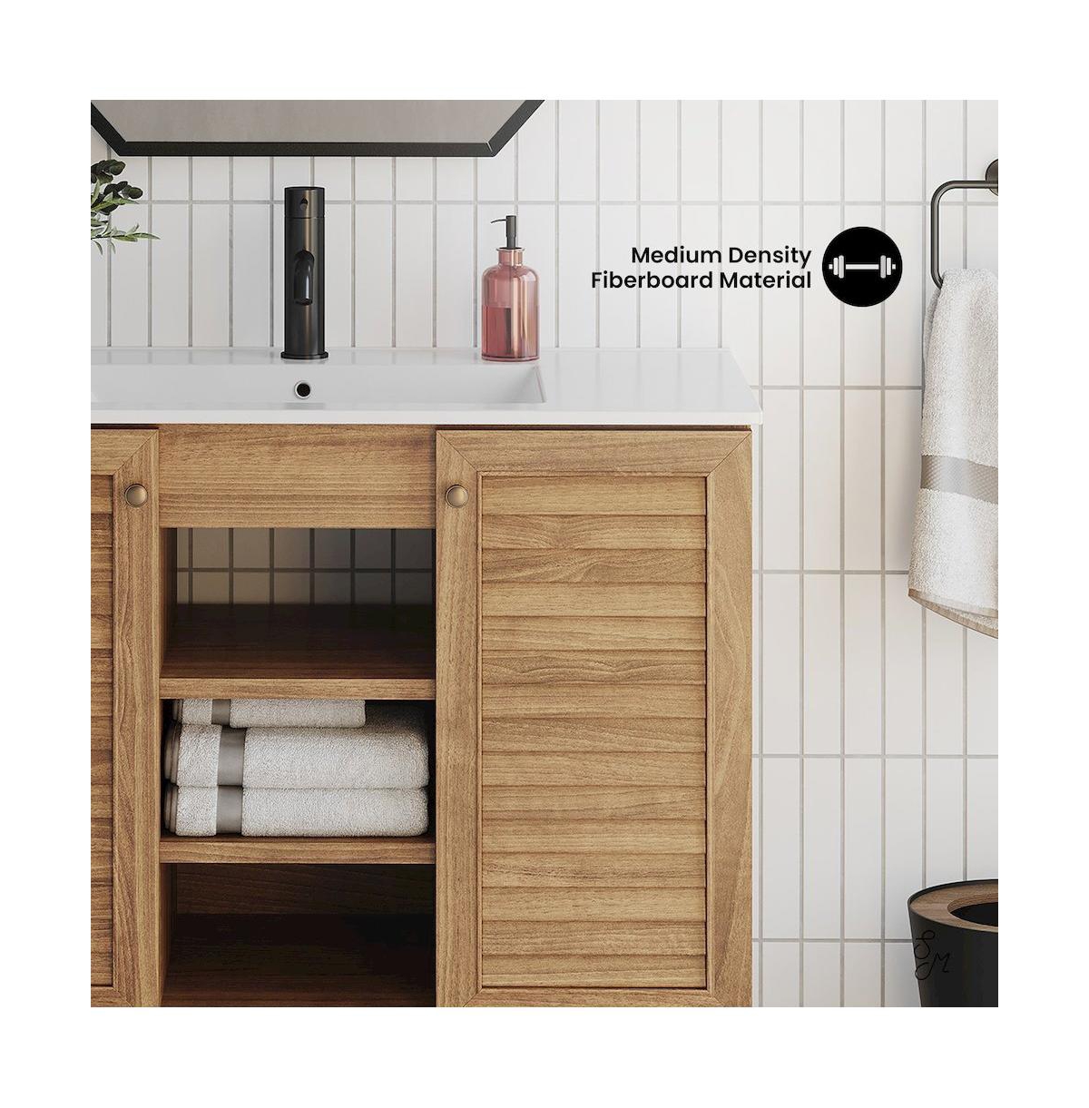 Swiss Madison Bron 36" Freestanding Bathroom Vanity in Golden Oak with Sink Top