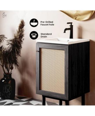 Classe 18" Freestanding Bathroom Vanity in Black Oak with Sink Top