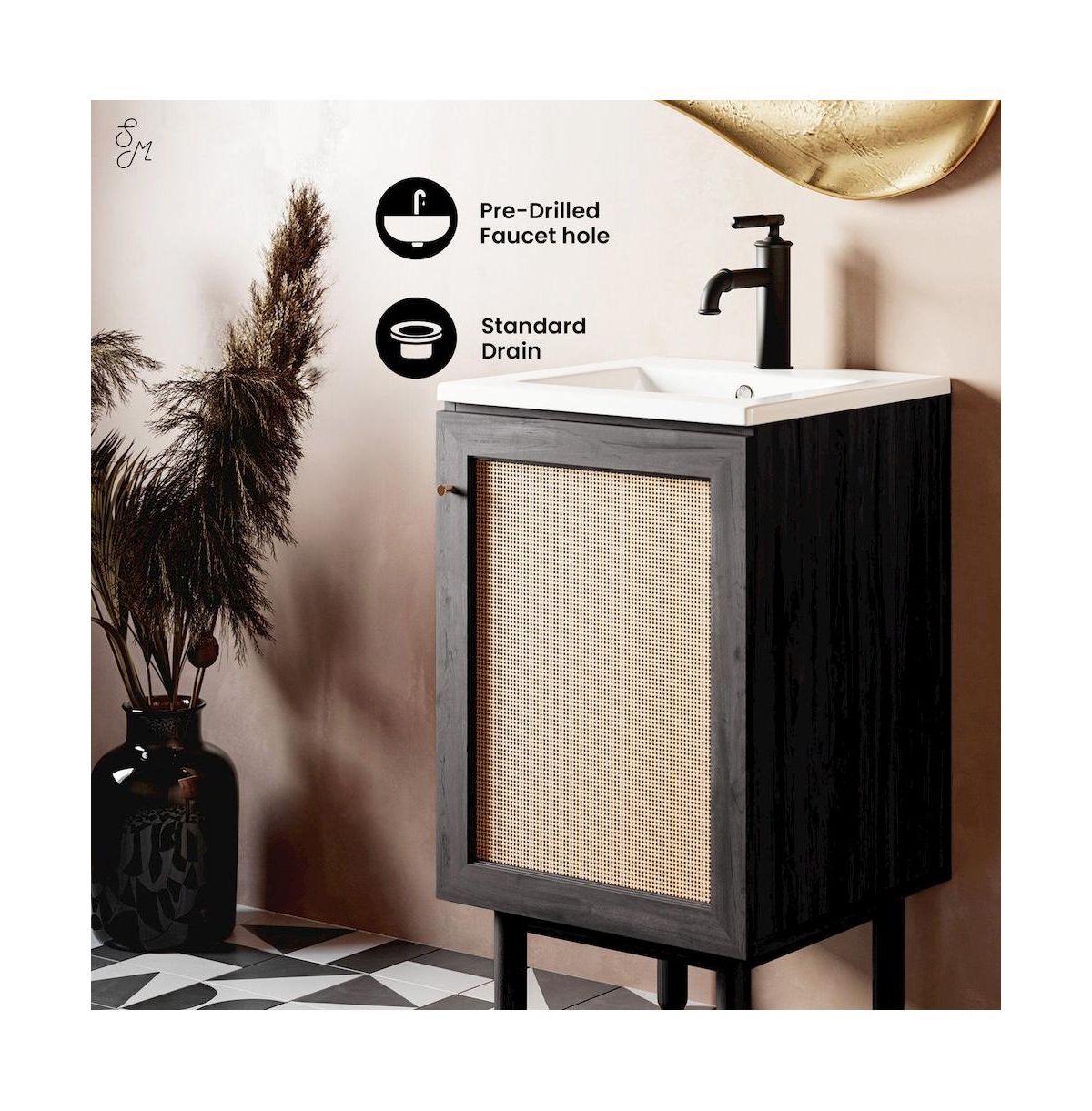 Swiss Madison Classe 18" Freestanding Bathroom Vanity in Black Oak with Sink Top