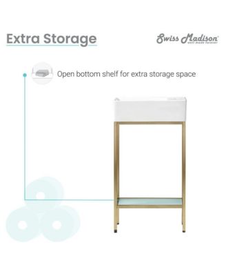 Pierre 19.5 Single, Freestanding, Open Shelf, Gold Metal Frame Bathroom Vanity