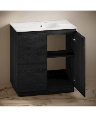 36" Freestanding Bathroom Vanity in Black Oak with 3-Hole Widespread Sink Top