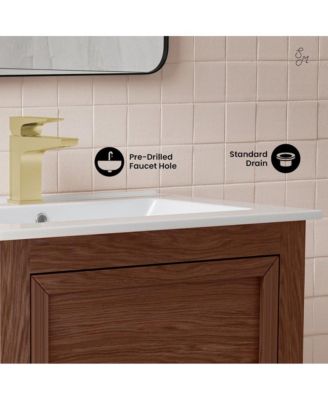 Nadar 24" Freestanding Bathroom Vanity in Brown Oak with Sink Top