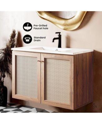 Classe 36" Wall-Mounted Bathroom Vanity in Oak
