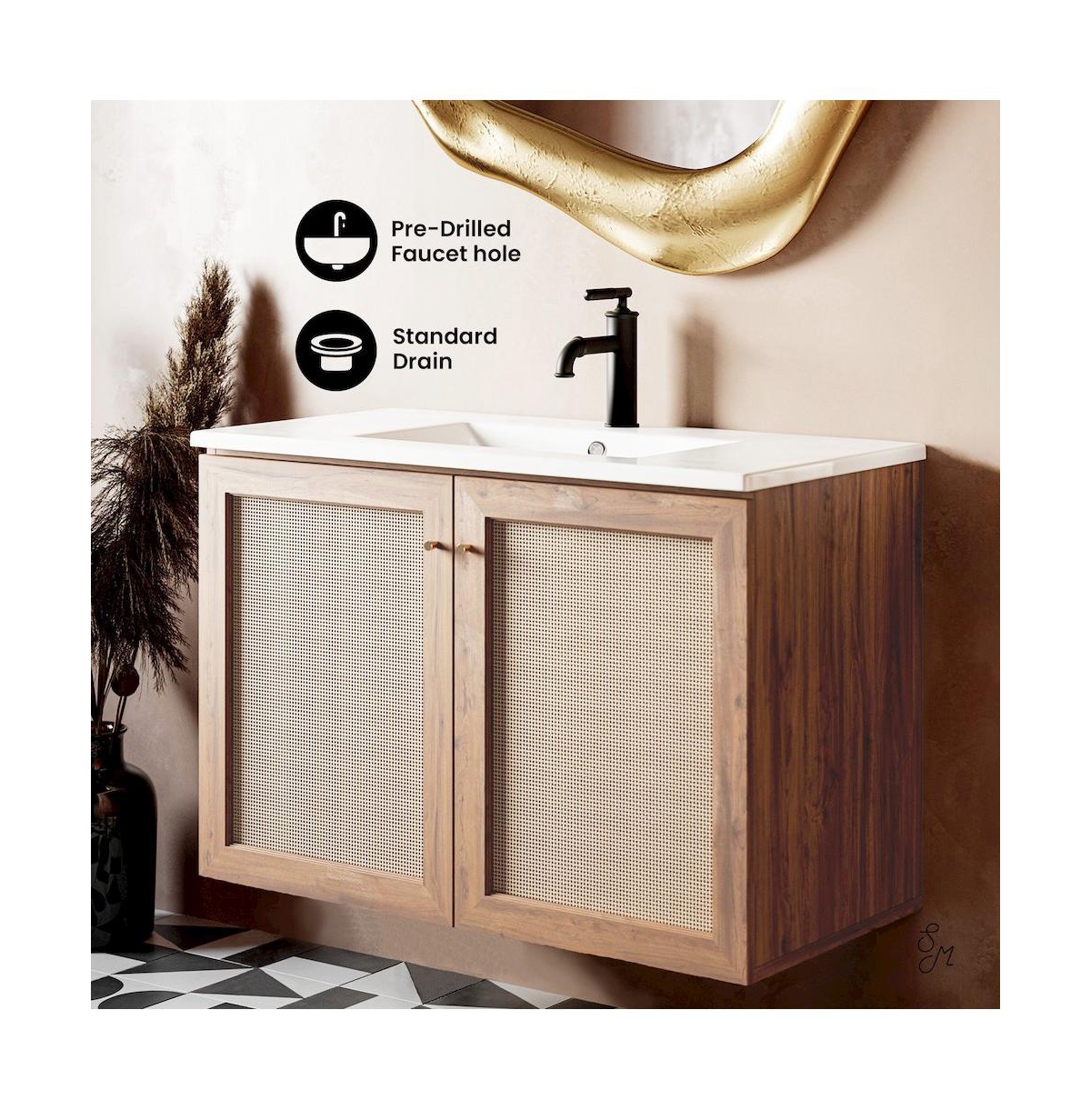 Swiss Madison Classe 36" Wall-Mounted Bathroom Vanity in Oak